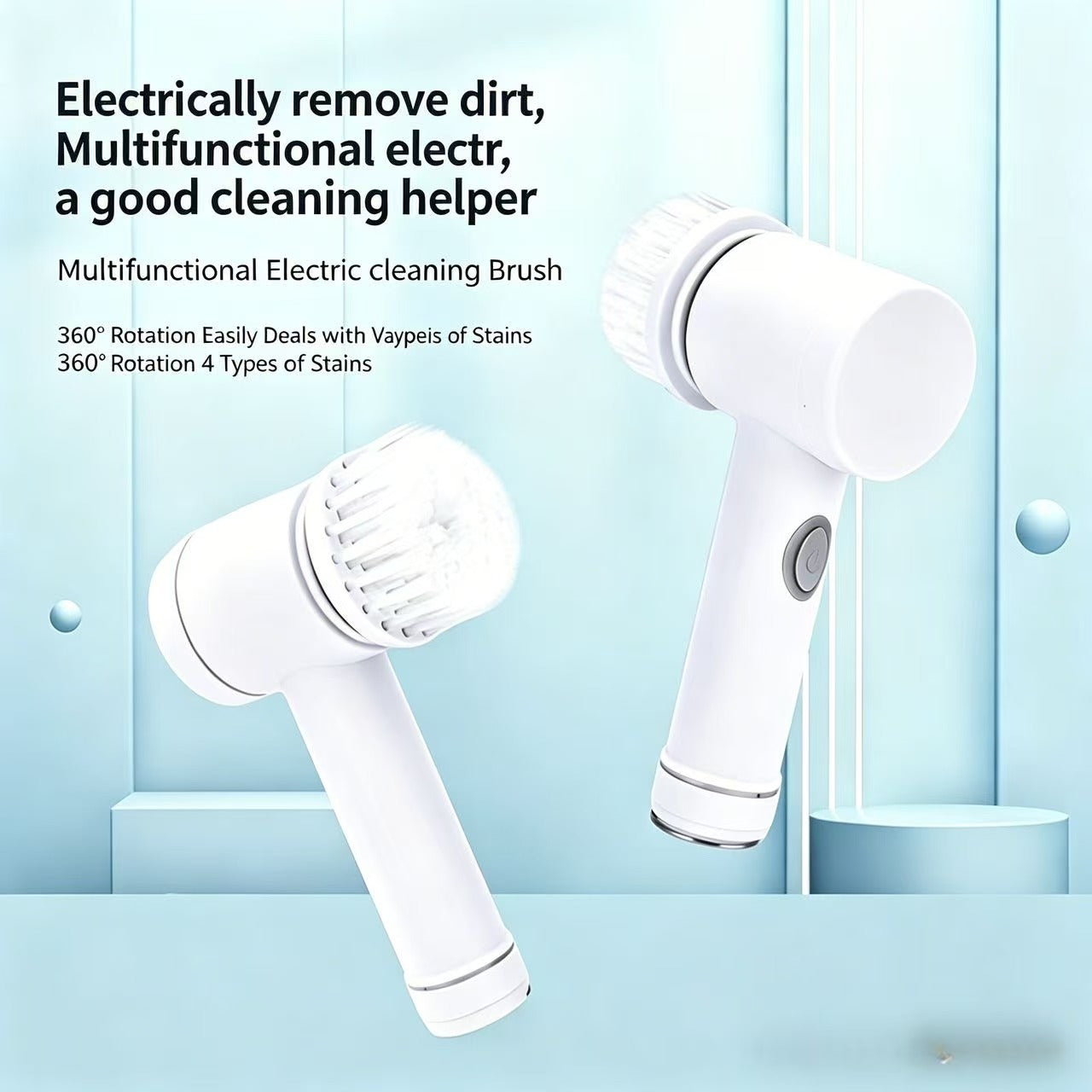 Electric rotating cleaner - Cordless shower rotating cleaning kit, equipped with 5 replaceable brush heads, suitable for bathrooms, kitchens, toilets, windows, swimming pools, cars, 2026 multi-purpose cleaning kit-LIN