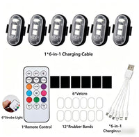【Velcro Striped Version】 6 wireless remote control aircraft lights + 1 remote controller