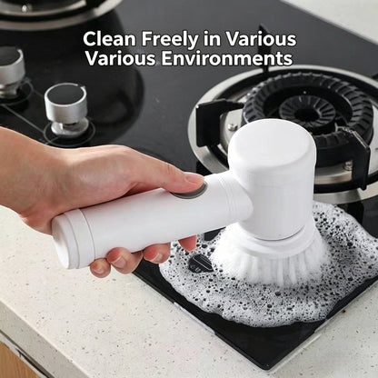 Electric rotating cleaner - Cordless shower rotating cleaning kit, equipped with 5 replaceable brush heads, suitable for bathrooms, kitchens, toilets, windows, swimming pools, cars, 2026 multi-purpose cleaning kit-LIN