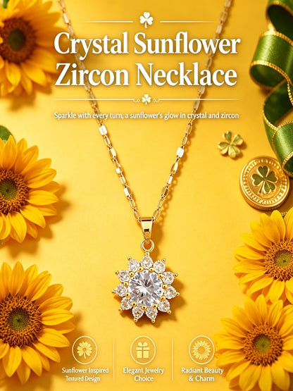 Sunflower Zircon Pendant Necklace Brings Light & Positivity for Wealth & Good Luck-LIN