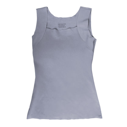 Nude Feel Square Neck Tank Top with Built-in Chest Pads，Suitable for office commuting Stylish