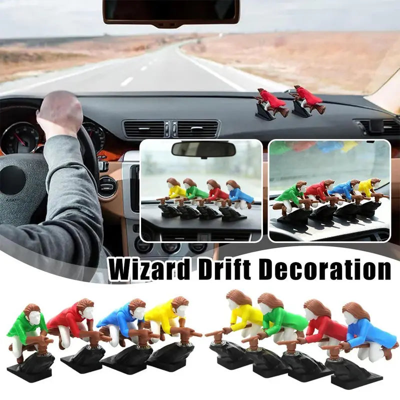 Fun Drift Turn Wizard Creative Broomstick Decoration Broomstick Dashboard Drift Ornaments Witch Wizard Flying Broom Car Interior-LIN