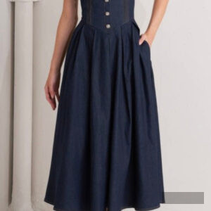 Jewel Button Denim Dress