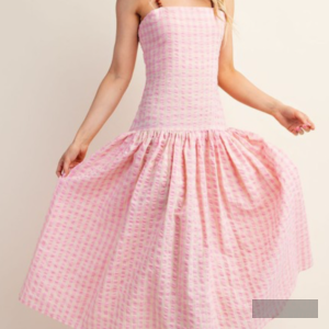 Pink Gingham Maxi Dress